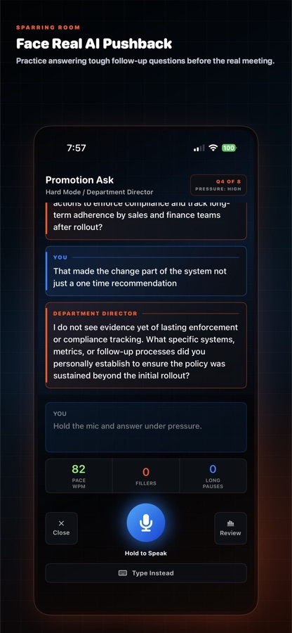 Promotion Ask screen with realistic AI pushback